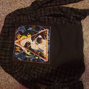 Upcycled Def Leppard Black Flannel
